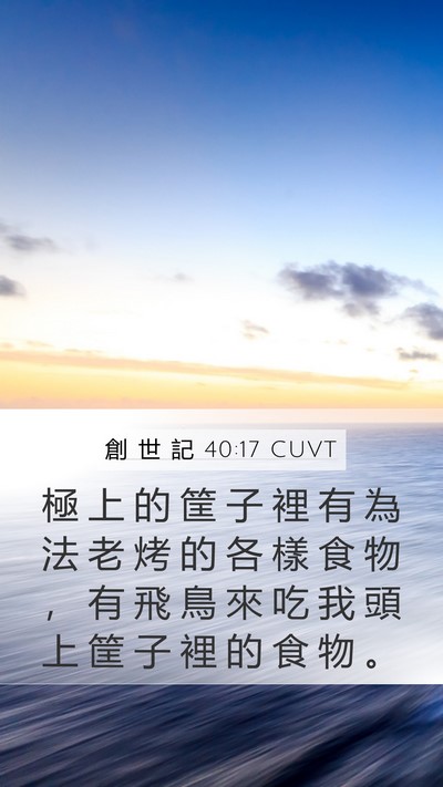 創 世 記 40:17 CUVT Mobile Phone Wallpaper - 極 上 的 筐 子 裡 有 為 法 老 烤 的 - Mobile Bible Verse Wallpaper