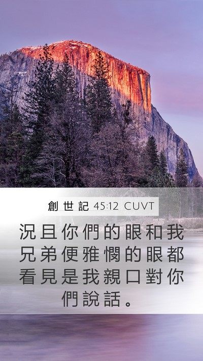 創 世 記 45:12 CUVT Mobile Phone Wallpaper - 況 且 你 們 的 眼 和 我 兄 弟 便 雅 - Mobile Bible Verse Wallpaper