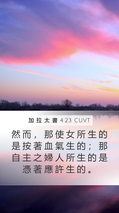 加 拉 太 書 4:23 CUVT Mobile Phone Wallpaper - 然 而 ， 那 使 女 所 生 的 是 按 著 - Mobile Bible Verse Wallpaper