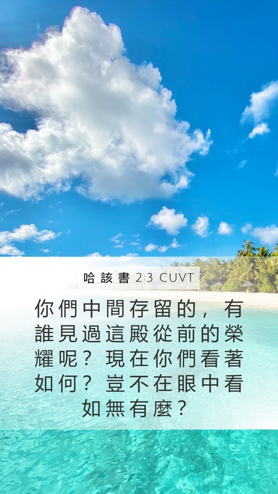 哈 該 書 2:3 CUVT Mobile Phone Wallpaper - 你 們 中 間 存 留 的 ， 有 誰 見 過 - Mobile Bible Verse Wallpaper