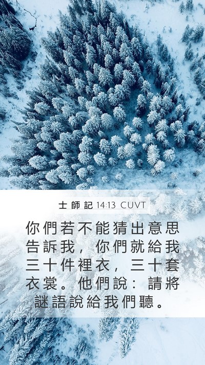 士 師 記 14:13 CUVT Mobile Phone Wallpaper - 你 們 若 不 能 猜 出 意 思 告 訴 我 - Mobile Bible Verse Wallpaper