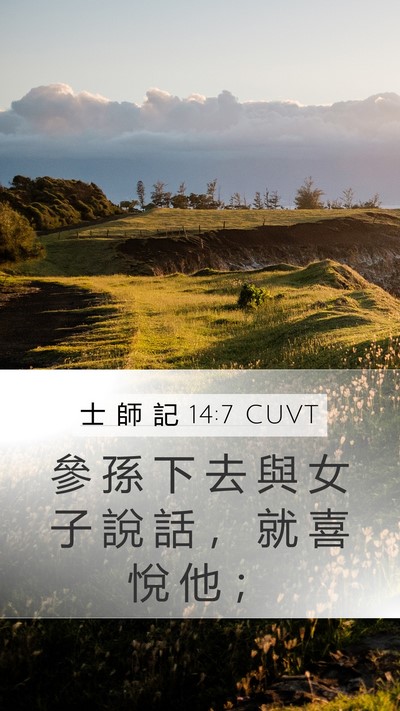 士 師 記 14:7 CUVT Mobile Phone Wallpaper - 參 孫 下 去 與 女 子 說 話 ， 就 喜 - Mobile Bible Verse Wallpaper