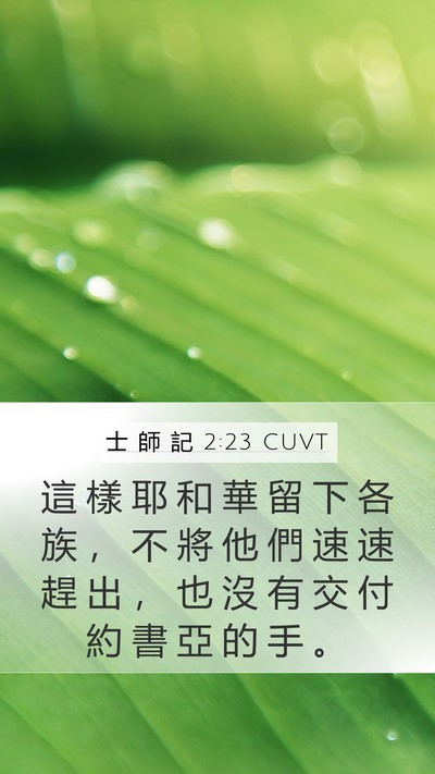 士 師 記 2:23 CUVT Mobile Phone Wallpaper - 這 樣 耶 和 華 留 下 各 族 ， 不 將 - Mobile Bible Verse Wallpaper