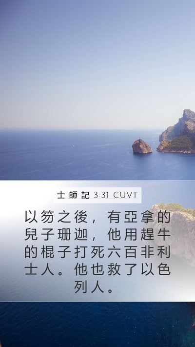 士 師 記 3:31 CUVT Mobile Phone Wallpaper - 以 笏 之 後 ， 有 亞 拿 的 兒 子 珊 - Mobile Bible Verse Wallpaper