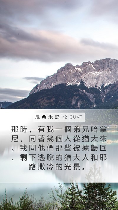 尼 希 米 記 1:2 CUVT Mobile Phone Wallpaper - 那 時 ， 有 我 一 個 弟 兄 哈 拿 尼 - Mobile Bible Verse Wallpaper