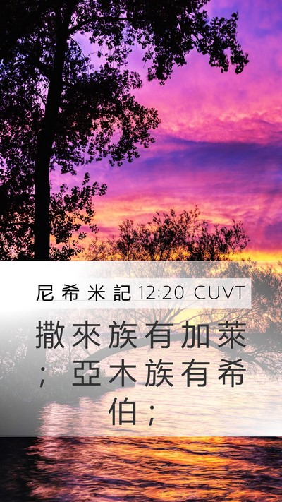 尼 希 米 記 12:20 CUVT Mobile Phone Wallpaper - 撒 來 族 有 加 萊 ； 亞 木 族 有 希 - Mobile Bible Verse Wallpaper