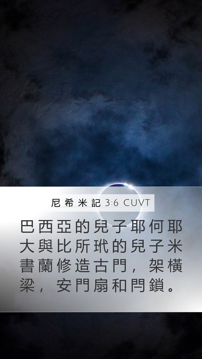尼 希 米 記 3:6 CUVT Mobile Phone Wallpaper - 巴 西 亞 的 兒 子 耶 何 耶 大 與 比 - Mobile Bible Verse Wallpaper