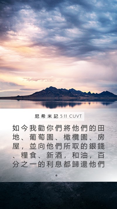 尼 希 米 記 5:11 CUVT Mobile Phone Wallpaper - 如 今 我 勸 你 們 將 他 們 的 田 地 - Mobile Bible Verse Wallpaper