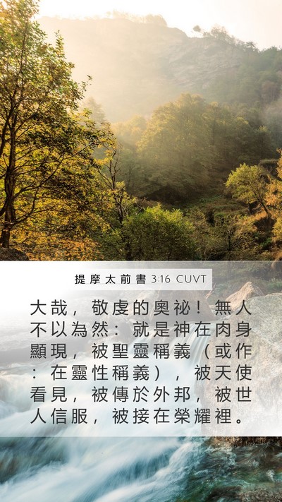 提 摩 太 前 書 3:16 CUVT Bible Verse Image
