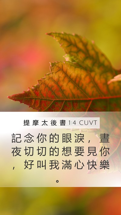 提 摩 太 後 書 1:4 CUVT Mobile Phone Wallpaper - 記 念 你 的 眼 淚 ， 晝 夜 切 切 的 - Mobile Bible Verse Wallpaper