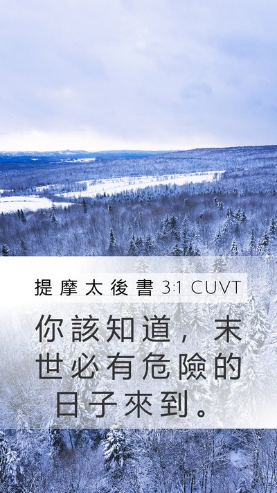 提 摩 太 後 書 3:1 CUVT Bible Verse Image