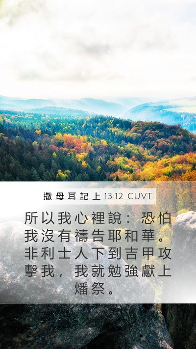 撒 母 耳 記 上 13:12 CUVT Bible Verse Image