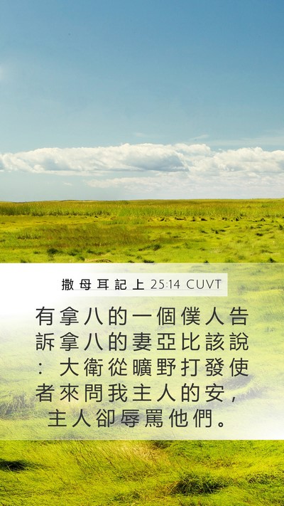 撒 母 耳 記 上 25:14 CUVT Mobile Phone Wallpaper - 有 拿 八 的 一 個 僕 人 告 訴 拿 八 - Mobile Bible Verse Wallpaper