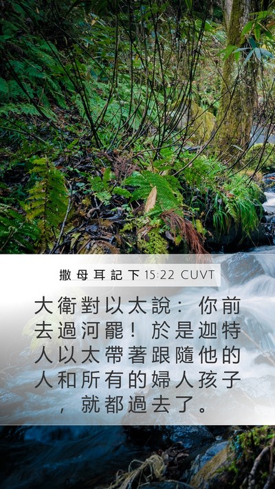 撒 母 耳 記 下 15:22 CUVT Mobile Phone Wallpaper - 大 衛 對 以 太 說 ： 你 前 去 過 河 - Mobile Bible Verse Wallpaper