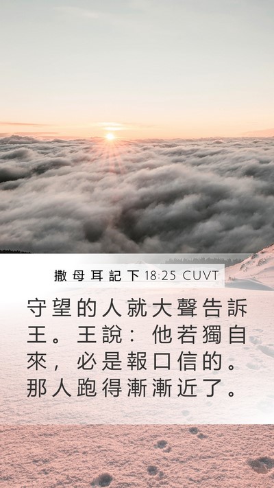 撒 母 耳 記 下 18:25 CUVT Mobile Phone Wallpaper - 守 望 的 人 就 大 聲 告 訴 王 。 王 - Mobile Bible Verse Wallpaper