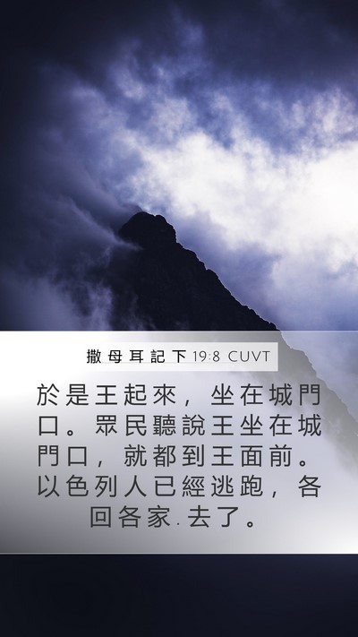 撒 母 耳 記 下 19:8 CUVT Mobile Phone Wallpaper - 於 是 王 起 來 ， 坐 在 城 門 口 。 - Mobile Bible Verse Wallpaper