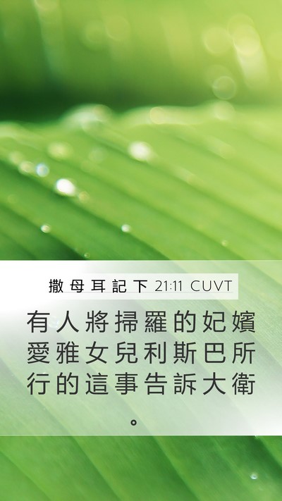 撒 母 耳 記 下 21:11 CUVT Mobile Phone Wallpaper - 有 人 將 掃 羅 的 妃 嬪 愛 雅 女 兒 - Mobile Bible Verse Wallpaper