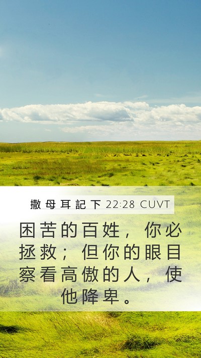 撒 母 耳 記 下 22:28 CUVT Mobile Phone Wallpaper - 困 苦 的 百 姓 ， 你 必 拯 救 ； 但 - Mobile Bible Verse Wallpaper