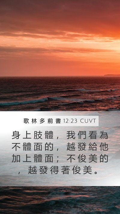 歌 林 多 前 書 12:23 CUVT Mobile Phone Wallpaper - 身 上 肢 體 ， 我 們 看 為 不 體 面 - Mobile Bible Verse Wallpaper