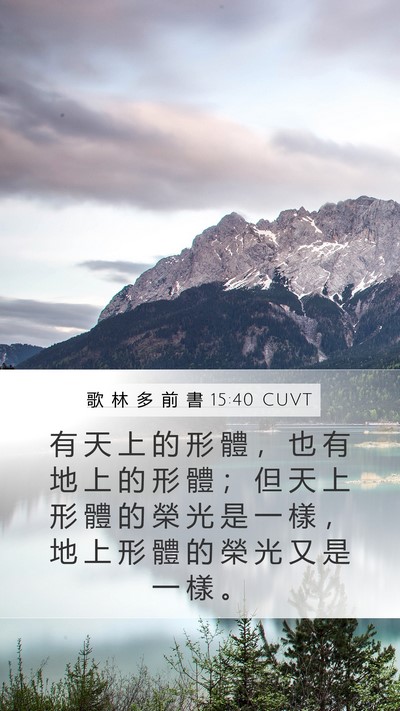 歌 林 多 前 書 15:40 CUVT Mobile Phone Wallpaper - 有 天 上 的 形 體 ， 也 有 地 上 的 - Mobile Bible Verse Wallpaper