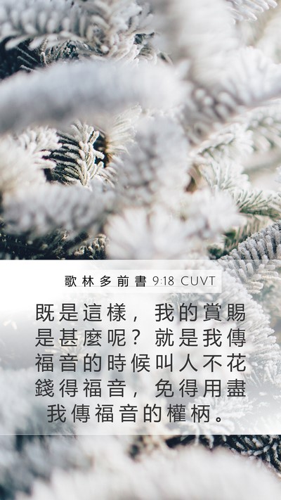 歌 林 多 前 書 9:18 CUVT Bible Verse Image