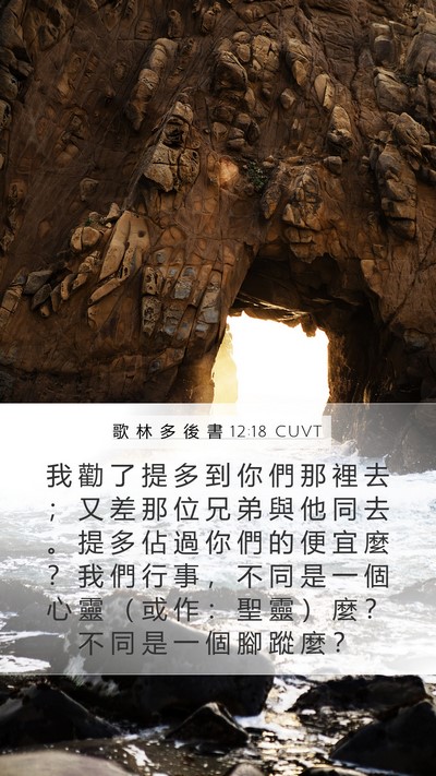 歌 林 多 後 書 12:18 CUVT Mobile Phone Wallpaper - 我 勸 了 提 多 到 你 們 那 裡 去 ； - Mobile Bible Verse Wallpaper
