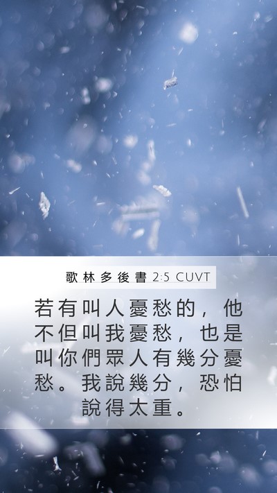 歌 林 多 後 書 2:5 CUVT Mobile Phone Wallpaper - 若 有 叫 人 憂 愁 的 ， 他 不 但 叫 - Mobile Bible Verse Wallpaper
