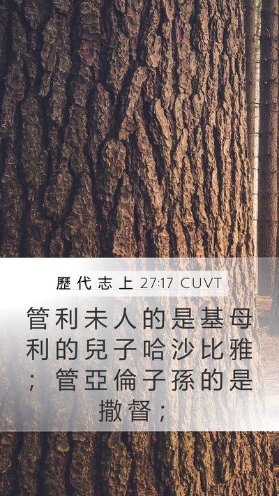 歷 代 志 上 27:17 CUVT Mobile Phone Wallpaper - 管 利 未 人 的 是 基 母 利 的 兒 子 - Mobile Bible Verse Wallpaper