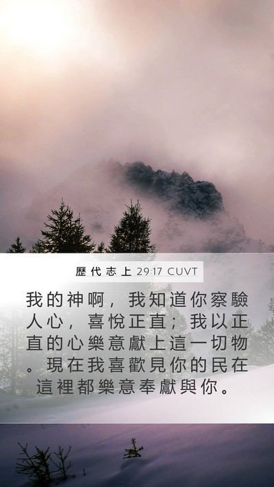 歷 代 志 上 29:17 CUVT Bible Verse Image