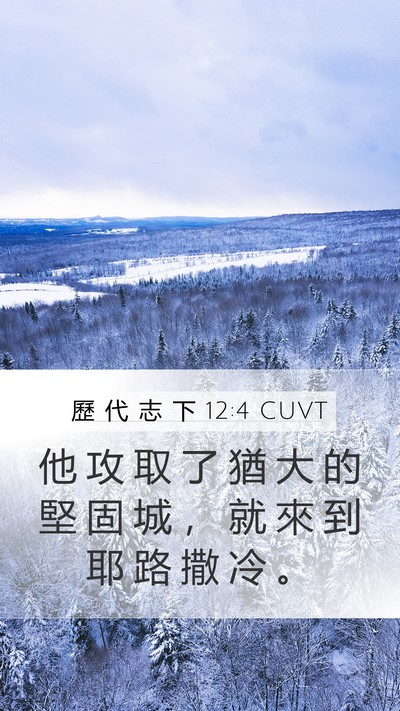 歷 代 志 下 12:4 CUVT Mobile Phone Wallpaper - 他 攻 取 了 猶 大 的 堅 固 城 ， 就 - Mobile Bible Verse Wallpaper