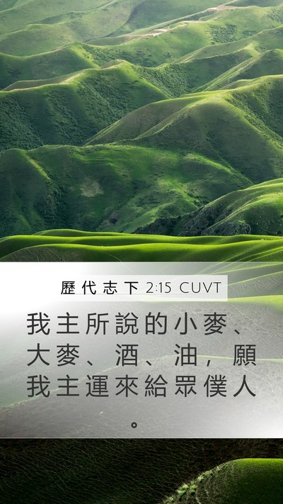 歷 代 志 下 2:15 CUVT Mobile Phone Wallpaper - 我 主 所 說 的 小 麥 、 大 麥 、 酒 - Mobile Bible Verse Wallpaper