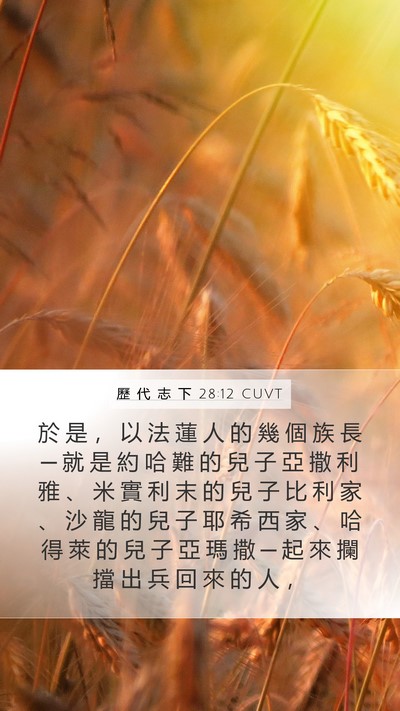 歷 代 志 下 28:12 CUVT Mobile Phone Wallpaper - 於 是 ， 以 法 蓮 人 的 幾 個 族 長 - Mobile Bible Verse Wallpaper