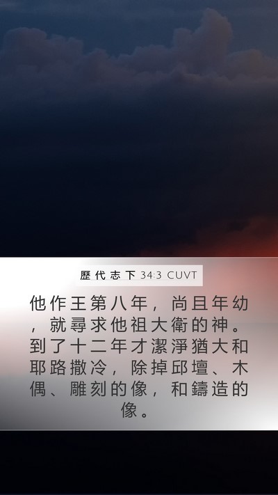 歷 代 志 下 34:3 CUVT Bible Verse Image