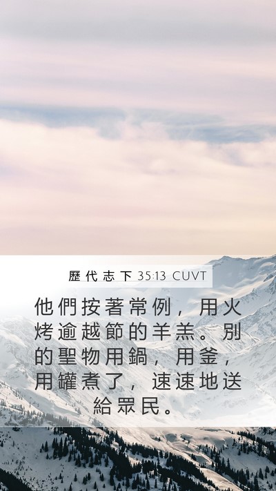 歷 代 志 下 35:13 CUVT Mobile Phone Wallpaper - 他 們 按 著 常 例 ， 用 火 烤 逾 越 - Mobile Bible Verse Wallpaper