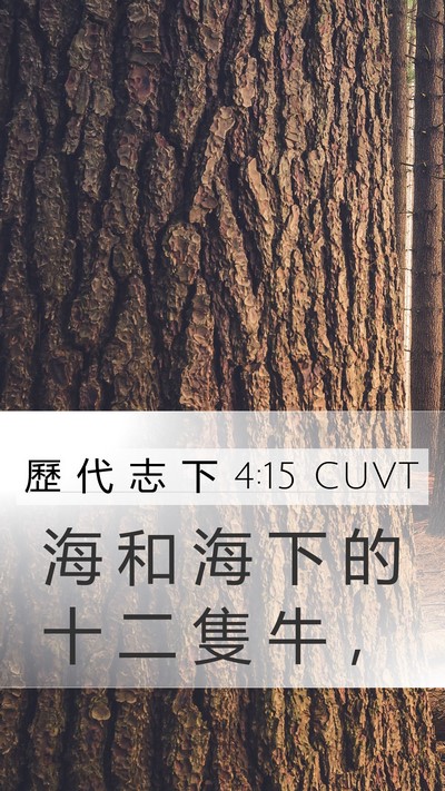 歷 代 志 下 4:15 CUVT Mobile Phone Wallpaper - 海 和 海 下 的 十 二 隻 牛 - Mobile Bible Verse Wallpaper