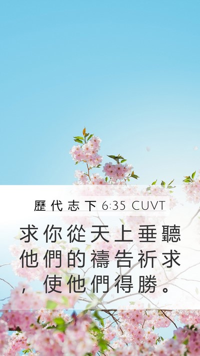 歷 代 志 下 6:35 CUVT Mobile Phone Wallpaper - 求 你 從 天 上 垂 聽 他 們 的 禱 告 - Mobile Bible Verse Wallpaper