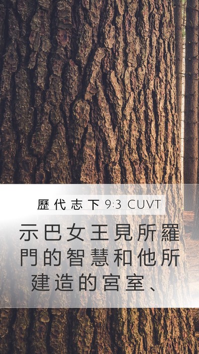 歷 代 志 下 9:3 CUVT Mobile Phone Wallpaper - 示 巴 女 王 見 所 羅 門 的 智 慧 和 - Mobile Bible Verse Wallpaper