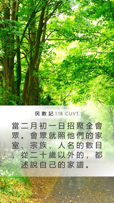 民 數 記 1:18 CUVT Mobile Phone Wallpaper - 當 二 月 初 一 日 招 聚 全 會 眾 。 - Mobile Bible Verse Wallpaper