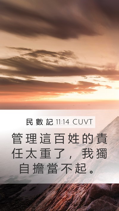 民 數 記 11:14 CUVT Mobile Phone Wallpaper - 管 理 這 百 姓 的 責 任 太 重 了 ， - Mobile Bible Verse Wallpaper