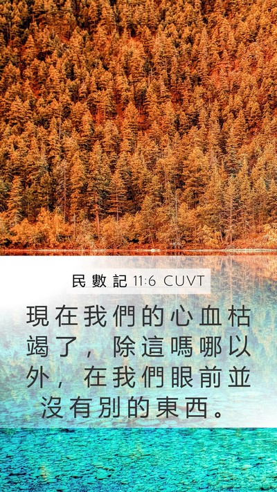 民 數 記 11:6 CUVT Mobile Phone Wallpaper - 現 在 我 們 的 心 血 枯 竭 了 ， 除 - Mobile Bible Verse Wallpaper