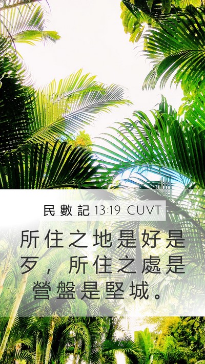 民 數 記 13:19 CUVT Mobile Phone Wallpaper - 所 住 之 地 是 好 是 歹 ， 所 住 之 - Mobile Bible Verse Wallpaper