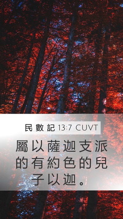 民 數 記 13:7 CUVT Mobile Phone Wallpaper - 屬 以 薩 迦 支 派 的 有 約 色 的 兒 - Mobile Bible Verse Wallpaper