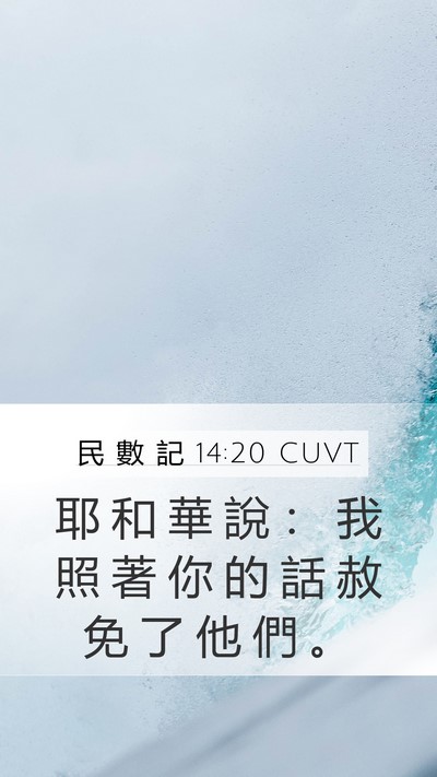 民 數 記 14:20 CUVT Mobile Phone Wallpaper - 耶 和 華 說 ： 我 照 著 你 的 話 赦 - Mobile Bible Verse Wallpaper