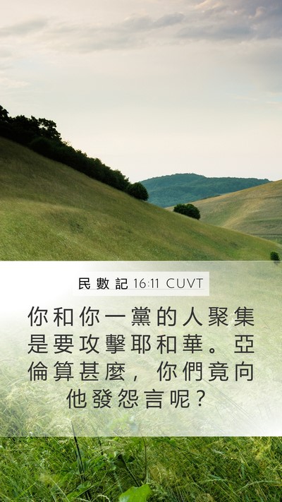 民 數 記 16:11 CUVT Mobile Phone Wallpaper - 你 和 你 一 黨 的 人 聚 集 是 要 攻 - Mobile Bible Verse Wallpaper