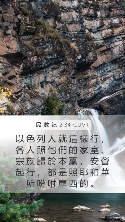 民 數 記 2:34 CUVT Mobile Phone Wallpaper - 以 色 列 人 就 這 樣 行 ， 各 人 照 - Mobile Bible Verse Wallpaper