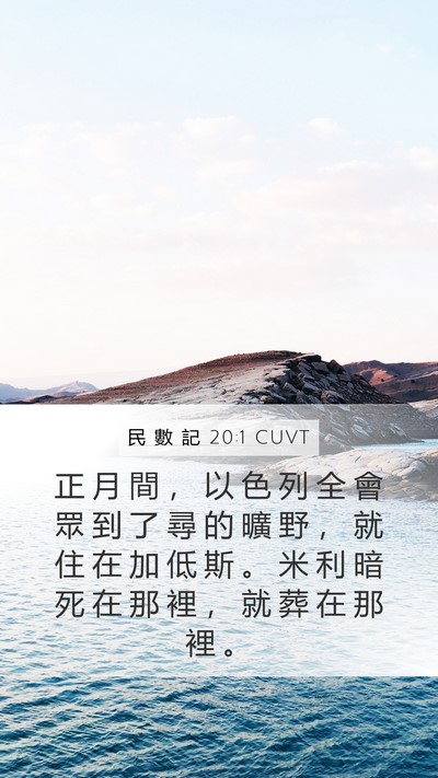 民 數 記 20:1 CUVT Mobile Phone Wallpaper - 正 月 間 ， 以 色 列 全 會 眾 到 了 - Mobile Bible Verse Wallpaper