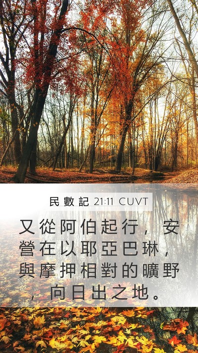 民 數 記 21:11 CUVT Mobile Phone Wallpaper - 又 從 阿 伯 起 行 ， 安 營 在 以 耶 - Mobile Bible Verse Wallpaper