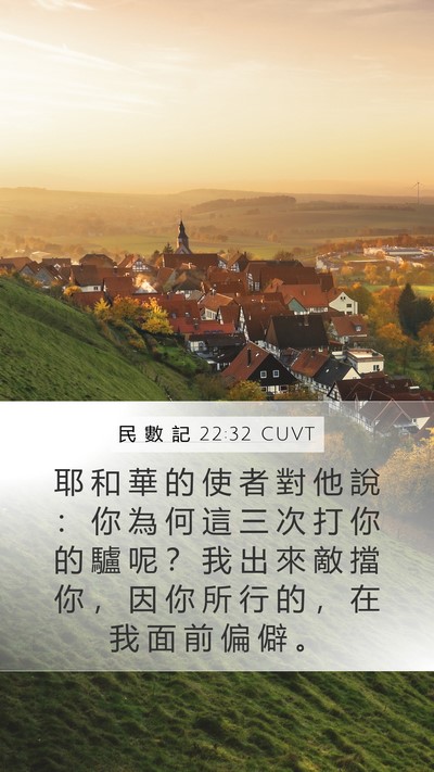 民 數 記 22:32 CUVT Mobile Phone Wallpaper - 耶 和 華 的 使 者 對 他 說 ： 你 為 - Mobile Bible Verse Wallpaper