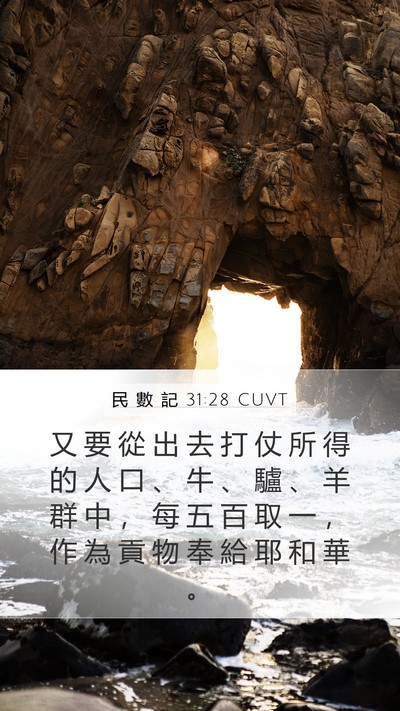 民 數 記 31:28 CUVT Mobile Phone Wallpaper - 又 要 從 出 去 打 仗 所 得 的 人 口 - Mobile Bible Verse Wallpaper