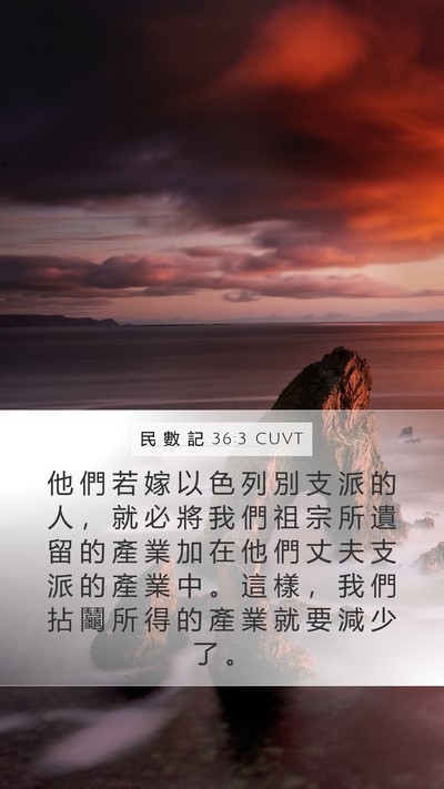 民 數 記 36:3 CUVT Mobile Phone Wallpaper - 他 們 若 嫁 以 色 列 別 支 派 的 人 - Mobile Bible Verse Wallpaper
